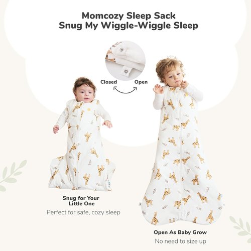 Momcozy Baby Sleep Sack - 1.5 TOG Wearable Blanket with Plush Filling & Two-Way Zipper | Giraffe, Small