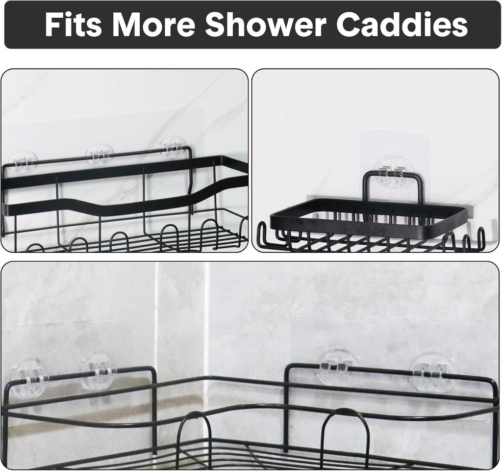 Skiennix Shower Caddy Adhesive Hooks - Strong Waterproof No-Drill Design | 6-Piece Set