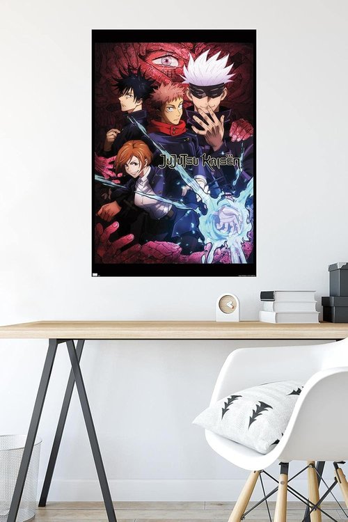 Jujutsu Kaisen Wall Poster - Unframed English Design, 34" L x 22.4" W for Anime Fans