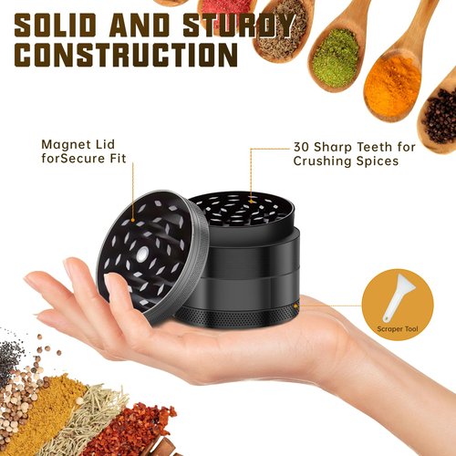 Grinder 2.5-inch Stainless Steel Kitchen Utensil Black
