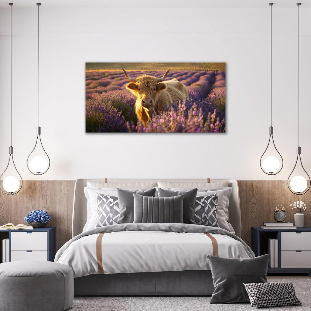 Fuzawet Large Deer Wall Art Foggy Forest Pictures Wall Decor Elk Rustic Landscape Canvas Painting Home Modern Artwork Decorations Framed for Office Bedroom Bathroon Living Room 60X30 inch