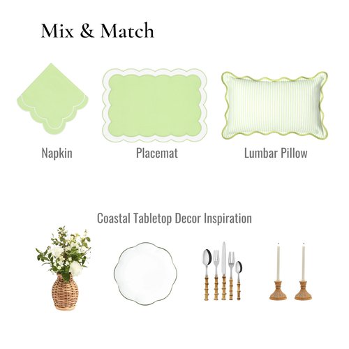 Hofdeco Premium Coastal Patio Indoor Outdoor Napkin Set of 4, 20”x20” Washable Dinner Napkins for Beach House Decor Green Embroidered Solid