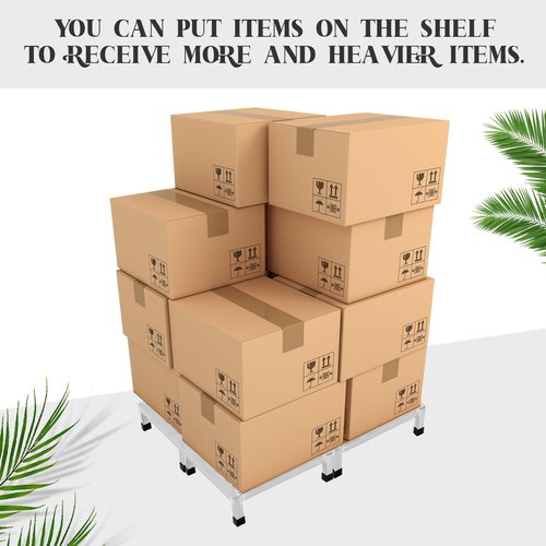 MorningRo 3 Pack Dunnage Rack 13.8" Long x 13.8" Wide, 3.9" Height Stainless Steel Shelf 2000+ Pound Capacity Commercial Food Floor Rack for Restaurants Kitchens Garages and Vehicles
