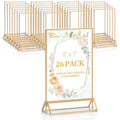 EHWINE 26 Pack 5×7 Clear Acrylic Sign Holder with Gold Borders and Vertical Stand, Double Sided Table Menu Holders Picture Frames for Wedding Table Numbers, Restaurant Signs, Photos and Art Display