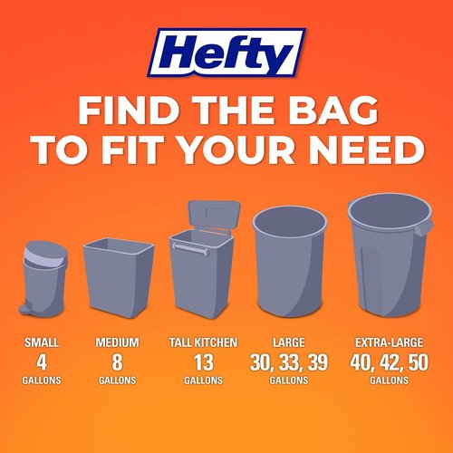 Hefty Small Garbage Bags - Unscented 4 Gallon Size | 34 Count for Easy Cleanup