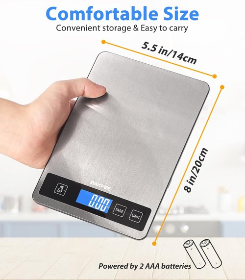 Food Scale - Skiennix 15kg/33lb Digital Kitchen Scale with LCD Display & Tare Function | Easy Clean Stainless Steel
