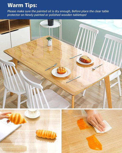 42X68 Inch Plastic Vinyl Tablecloths Protector Rectangle Clear Desk Mats Pad PVC Table Runner Cover for Coffee Dining Room Table Office Desk Sofa End Side Table Kitchen Countertop Heavy Duty