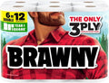 Brawny 3-Ply Paper Towels - Strong & Absorbent Tear-A-Square | 6 Double Rolls (12 Regular Rolls)