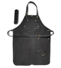 Angus Stoke Premium Leather Apron - Full Leather handcrafted Apron for BBQ, cooking, barber - adjustable black Chef apron Henry (black)