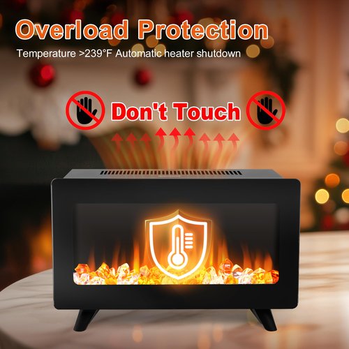 16" Small Electric Fireplace Heater - Desk Space Heater with Realistic Led 3D Flames, Freestanding Fire Places Electric Fireplace Heater for Indoor Use, 750 | 1500w, Overheating Protection