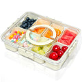 HRXFOZ Divided Serving Tray with Lid and Handle,8 Compartments Snacks Box,Snack Fruit and Veggie Tray,Portable Platter for Candy Fruits Nuts Snack Party Entertaining Picnic (1 PCS)