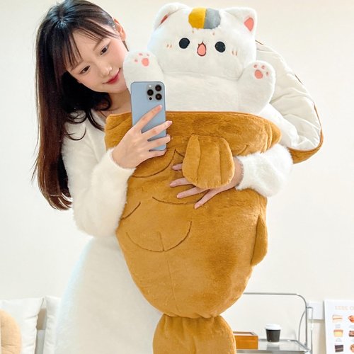 Karoeiwa Cute Taiyaki Cat Plush Pillow Small Size 11.8 inch Kitten Inside Fish 2 in 1 Kitty Stuffed Animal Ultra Soft Plushies Toys Gifts for Kids Girlfriend Orange