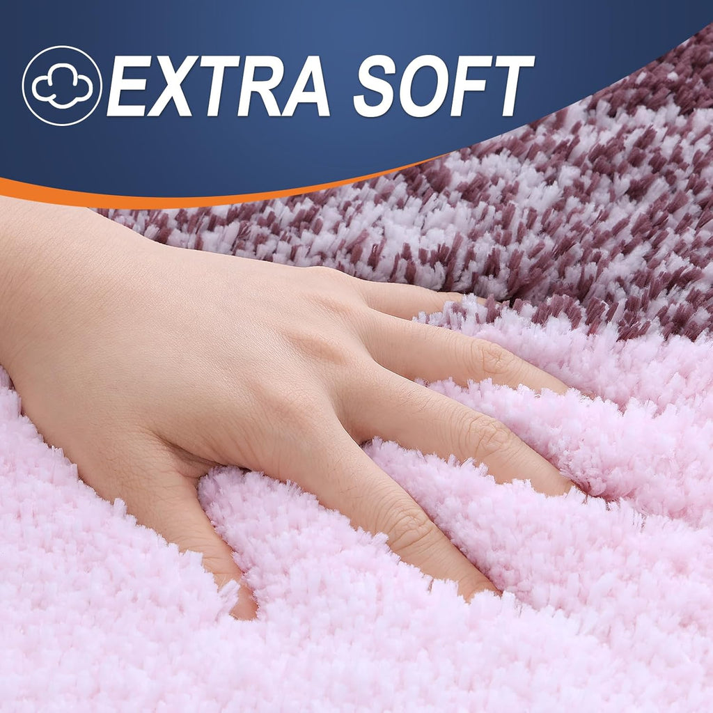 OLANLY Bathroom Runner Rugs - Extra Soft Microfiber Mat with Rubber Backing | 47x20 Inches, Quick Dry, Mauve