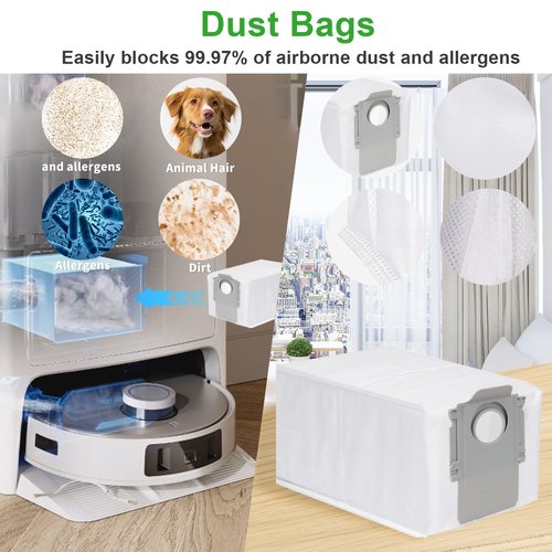 18 PCS Accessories for Roborock Qrevo S5V/ Qrevo Curv/Qrevo Edge S5A Robot Vacuum, Replacement Parts Dual Main Brush, Side Brush, Washable Filter, Mop Pad, Dust Bag