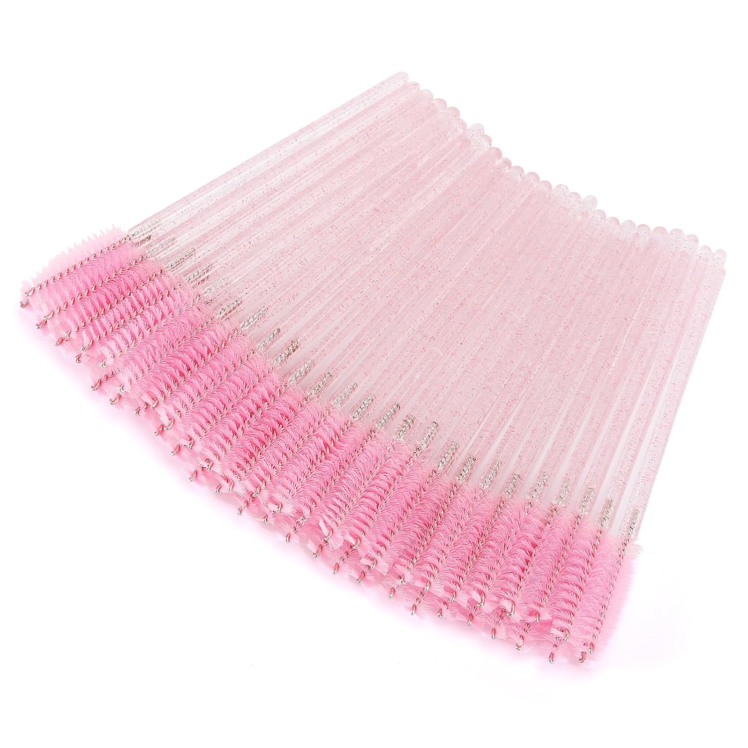 Tbestmax Disposable Mascara Wands - 50 Pcs Crystal Eyebrow Spoolies for Eyelash Extensions | Pink Makeup Brushes