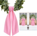 Skiennix Light Pink Wreath Sash - Elegant Linen Ribbon Bow for Front Door & Porch Decor
