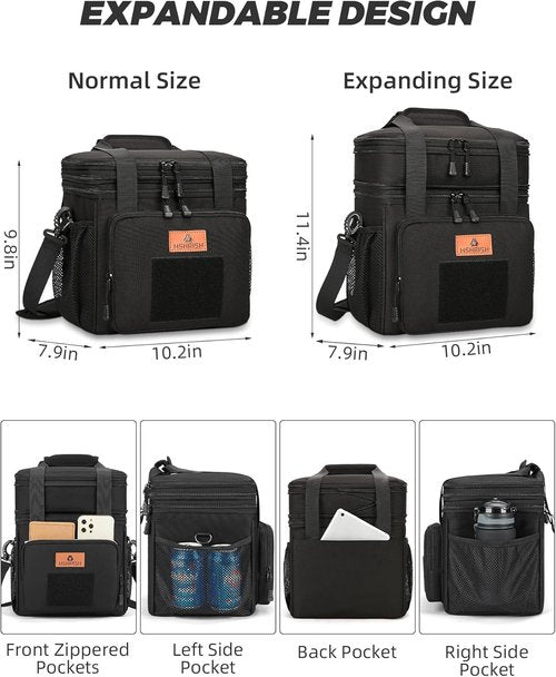 HSHRISH Tactical Lunch Box - Durable Insulated Cooler Bag for Adults | 20 Can Capacity, Black