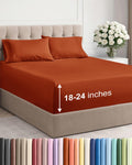 Skiennix Extra Deep Twin XL Sheet Set - 4-Piece Breathable Cooling Bedding - Soft, Wrinkle-Free Terracotta