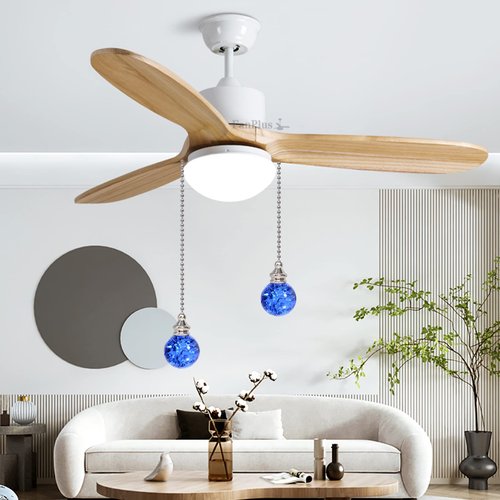 2PCS Blue Pull Chain Crystal Glass Ice Cracked Ball Pull Chain for Ceiling Fan Light Decoration 50cm Extension Chain