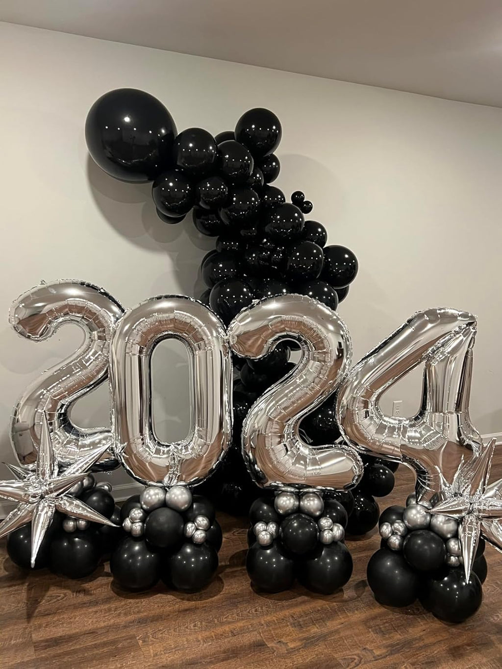 Number 4 Balloon - 40 Inch Silver Foil Balloon for 4th Birthday Party Decorations