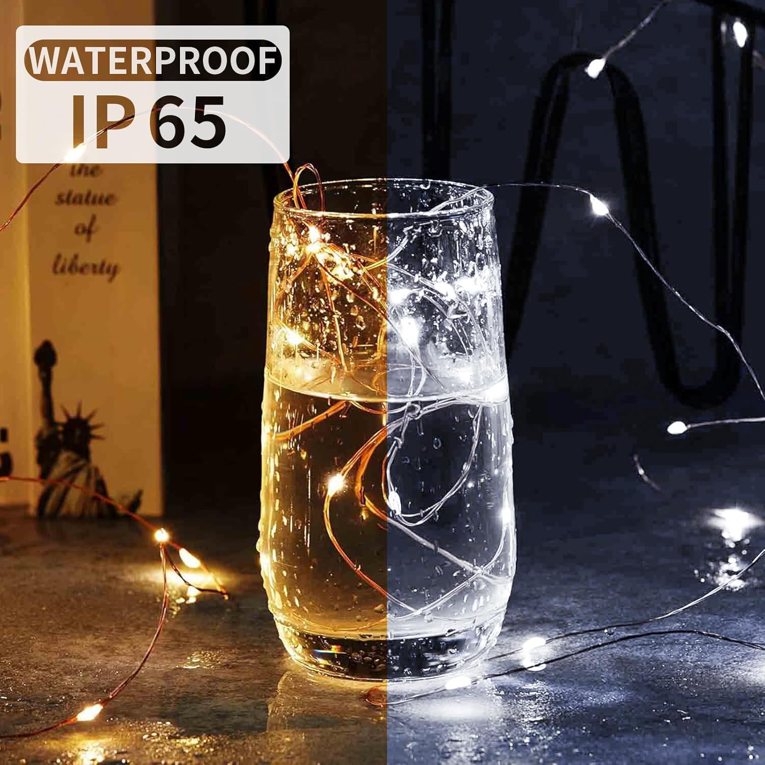 Skiennix 50 Pack Fairy Lights - 7Ft 20 LED Twinkle String Lights | Battery Operated & Waterproof for Weddings, Parties & Decor - Warm White & White