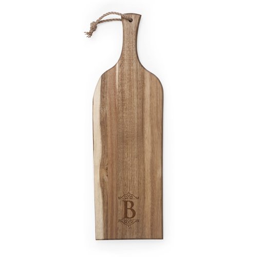 PICNIC TIME Monogram - B - Personalized Artisan 24" Acacia Charcuterie Board with Raw Wood Edge, Cheese Board, Serving Platter, (Acacia Wood)