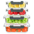 KOMUEE 4 Pack 52oz+22oz Glass Food Storage Containers Set with Airtight Lids, BPA-Free & Leak Proof, Ideal for Meal Prep, Freezer, Microwave, Oven and Dishwasher Safe