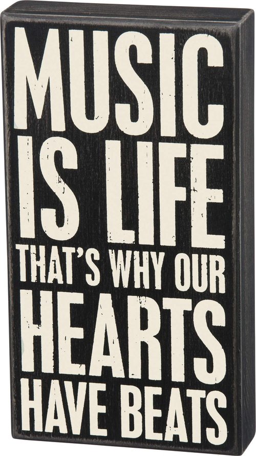 Primitives by Kathy 27305 Classic Box Sign, 6 x 11-Inches, Music is Life