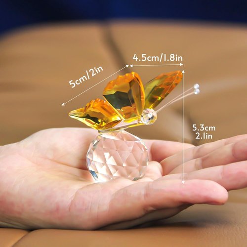 H&D Hyaline & Dora Crystal Butterfly Figurine Set - Elegant Cut Glass Statues | Pack of 4