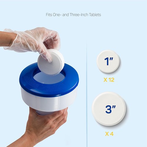 Floating Chlorine Dispenser - Skiennix Pool Chlorine Floater with Adjustable Flow Vents | 7-Inch Diameter, 3-Tablet Capacity