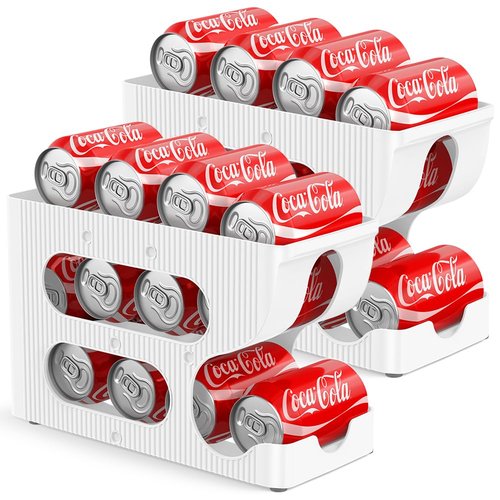 Sotfamily Soda Can Organizer for Pantry/Fridge, Automatic Rolling Pop Can Dispenser/Storage/Holder/Container for Refrigerator or 12" Deep Shelf, Space-Saving Drink Organizer for 24 Standard Cans