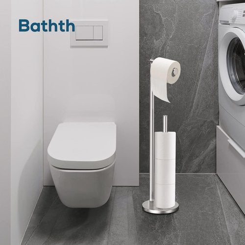 Bathth Toilet Paper Holder Stand - Brushed Nickel Free-Standing Design for Easy Storage