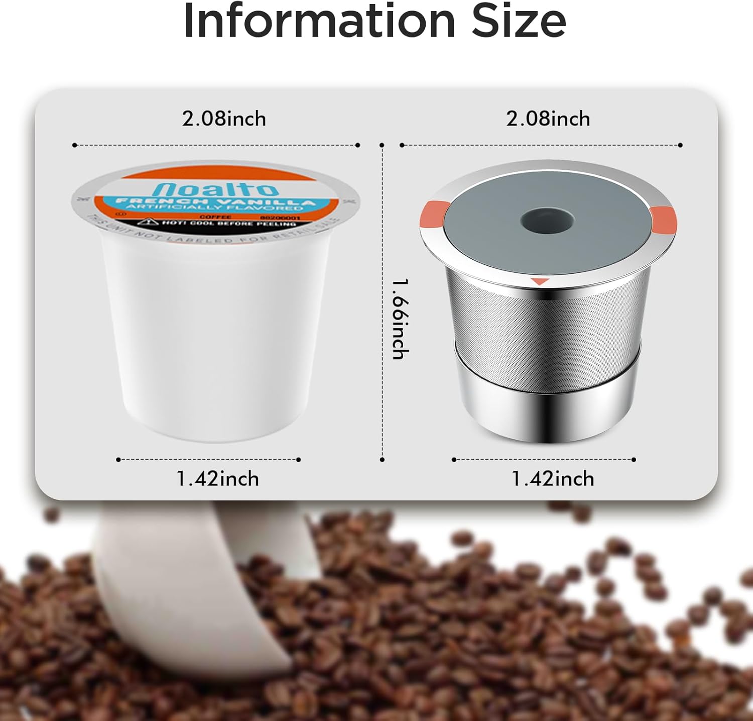 Noalto Reusable K Cups - Universal Stainless Steel Coffee Pods for Keurig 1.0 & 2.0 | 2-Pack