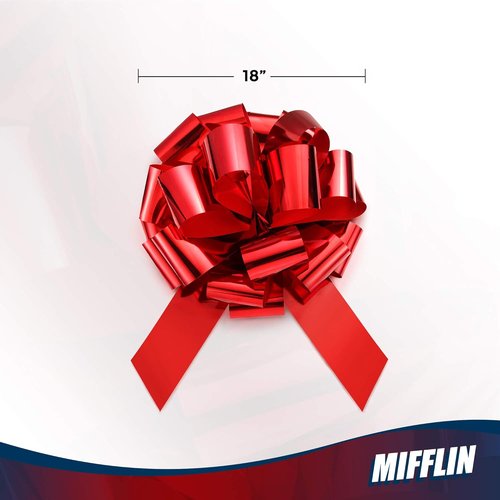 Mifflin-USA Big Car Bow - Metallic Red 18 Inch | Giant Gift Bow for Birthdays & Christmas Decor