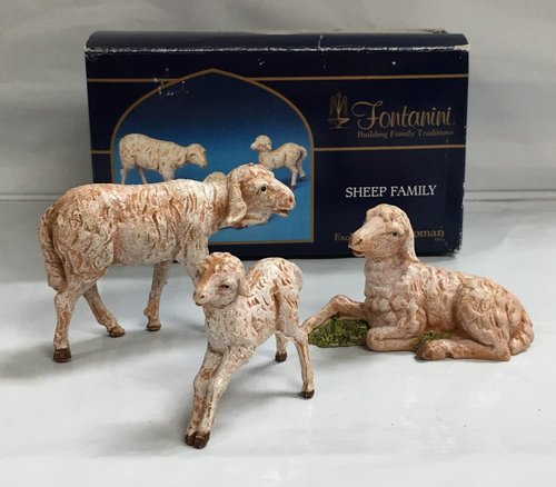 Fontanini by Roman Inc. | 3-Piece Sheep Family Set - Hand Sculpted Nativity Figures, 5" Tall
