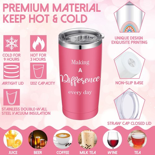 Uiifan Set of 48 Inspirational Gifts for Women 20 oz Stainless Steel Insulated Tumbler with Keychain Mini Journal Pens Thank You Coworker Employee Teacher Motivational Gift for Christmas Birthday