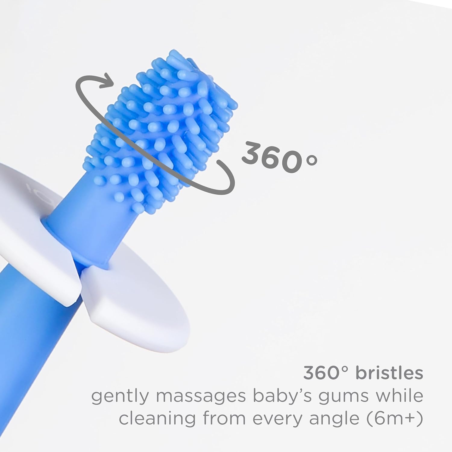Ubbi Grow With Me Toothbrush Training Set - 360° Food-Grade Silicone & Soft Bristles | Polaris Blue & Zest Green
