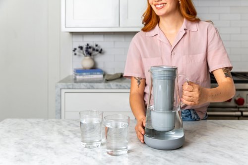 LifeStraw Home Pitcher Glass and Silicone Base 7 cup Pebble