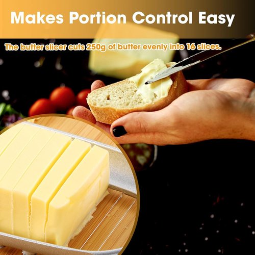 Butter Slicer, Stainless Steel Cheese Cutter Butter Slicer Parts With Ergonomic Handle, Kitchen Food Tool Butter Cutter Wire Cheese Slicer Cutting Cheese, Butter, Eggs, Fruit
