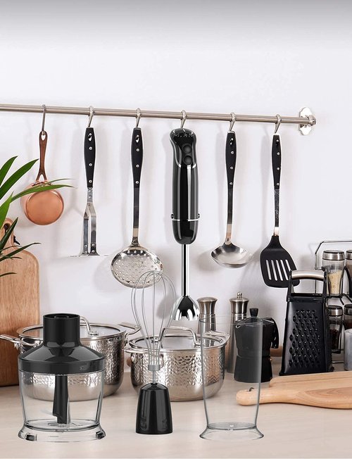 KOIOS 800-Watt/ 12-Speed Immersion Hand Blender(Titanium Reinforced), Turbo for Finer Results, 4-in-1 Set Includes BPA-Free Food Chopper / Egg Beater / Beaker, Ergonomic Grip, Detachable