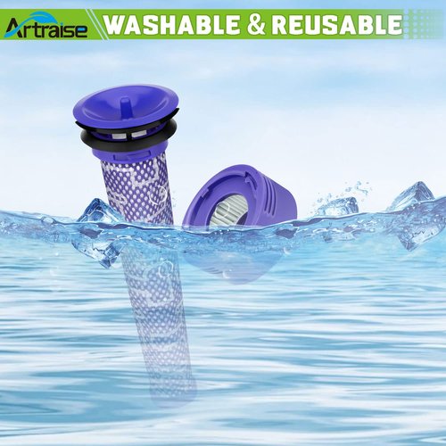 6 Pack Filter Replacement for Dyson V8 & V7 Animal, V8 Absolute & SV10 Cordless Vacuum Cleaners, 3 Pre Filters and 3 Post Filters, Part # 965661-01 & 967478-01