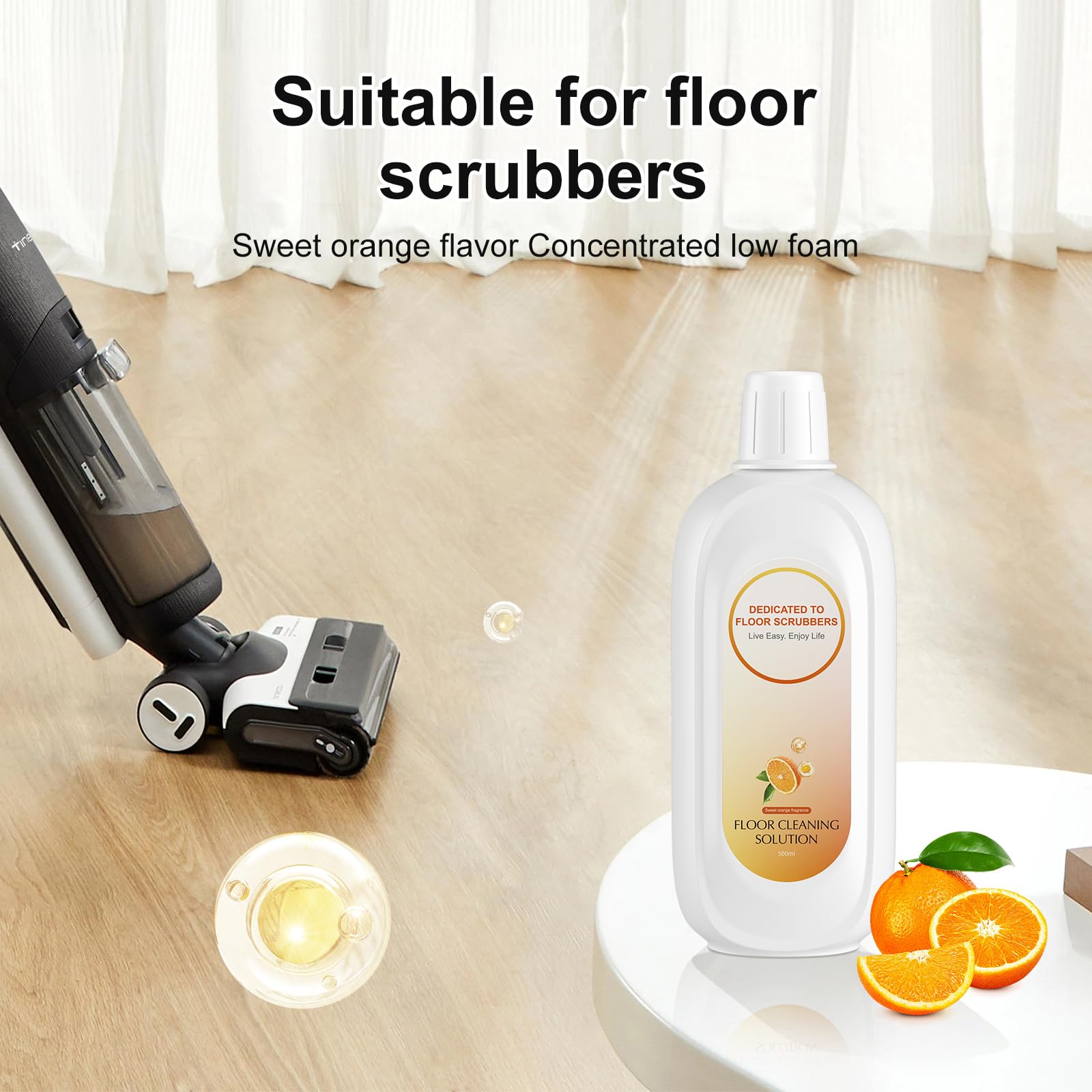 Nukisa Floor Cleaning Solution Compatible With Tineco, Deep Cleans for Multiple Hard Floors, Suitable With All Robot Vacuums with Mopping and Cordless Wet/Dry Vacuum Mop (Sweet Orange 2 Bottle)