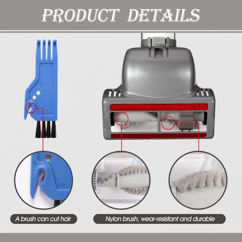 Upgraded Pet Hair Power Brush Tool Attachment for Shark Navigator Lift-Away Deluxe Upright NV360 NV350 NV352 NV356E NV370 NV22L UV420 UV410 UV440 Vacuum Replacement Parts Numbers 119FFJ Gray