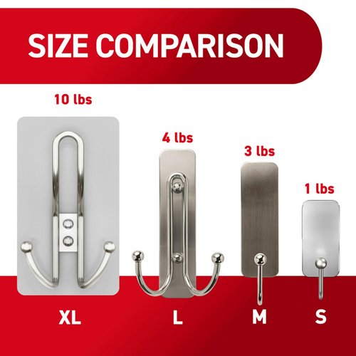 Command X-Large Satin Nickel Triple Hook, 2 Hooks, 6 Strips, Damage-Free Hanging with Adhesive Strips, No Tools Wall Hook for Hanging Decorations in Living Spaces