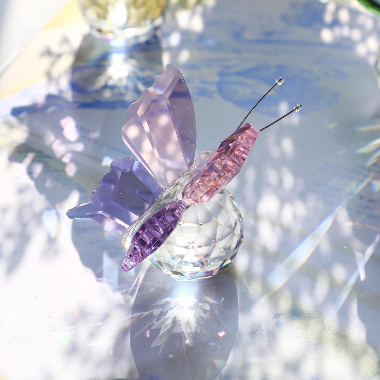 Skiennix Crystal Butterfly Figurines - Pack of 4 Decorative Glass Butterflies | Perfect Christmas Gifts for Women (2.2 x 2 Inches)