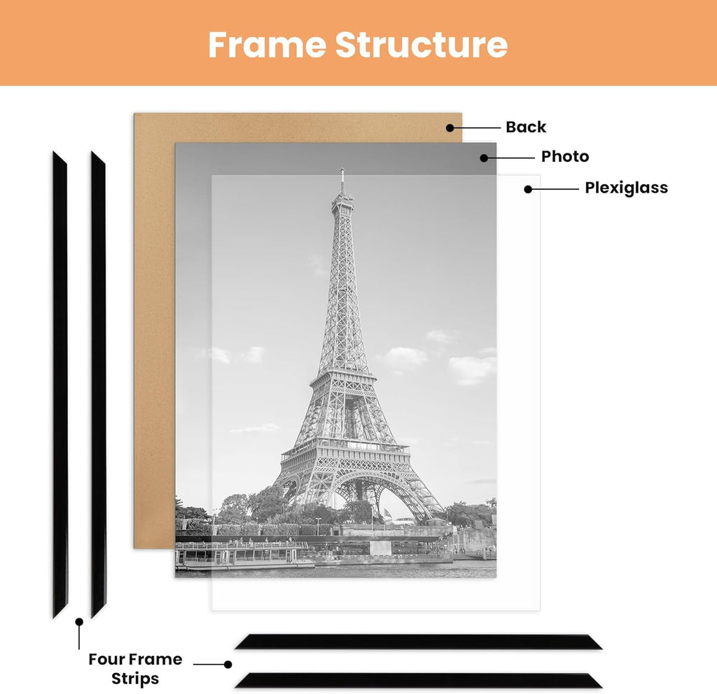 Upsimples 18x24 Picture Frame - Scratch-Proof Black Poster Frames, 3 Pack for Horizontal/Vertical Display