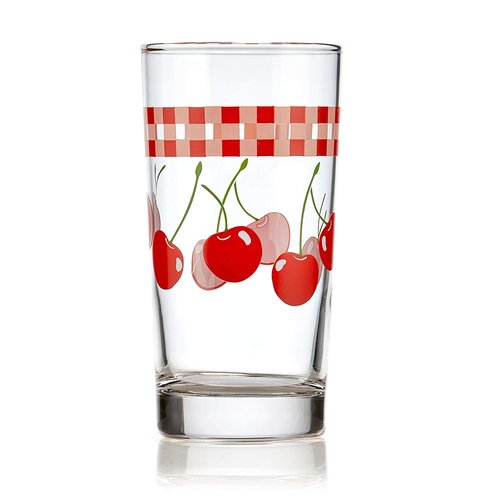 Libbey Vintage Juice Drinking Glasses Set of 4, Colorful, Retro Fruit Design Glass Cups Set, Dishwasher Safe Water Glasses Set for Everyday Beverages