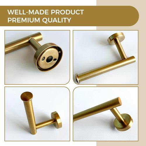 SUS304 Stainless Steel Toilet Paper Holder - Brushed Gold Modern Bathroom Tissue Roll Hanger, Wall Mounted with Half-Open Design for Easy Replacement