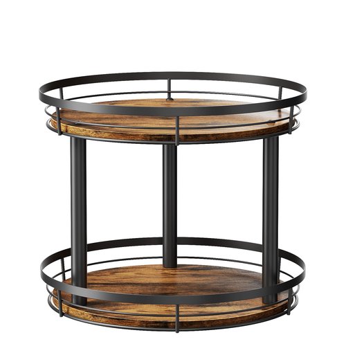LAMU 12'' Wood Lazy Susan Spice Rack Organizer, 2 Tier Spice Organization for Cabinet, Countertop, Kitchen, Table Top, Pantry, Condiment and Seasoning Rack Organizer