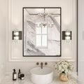 LOAAO Black Rectangle Bathroom Mirror - 28" x 36" Matte Black Aluminum Frame, Tempered Glass, Versatile Hanging Options